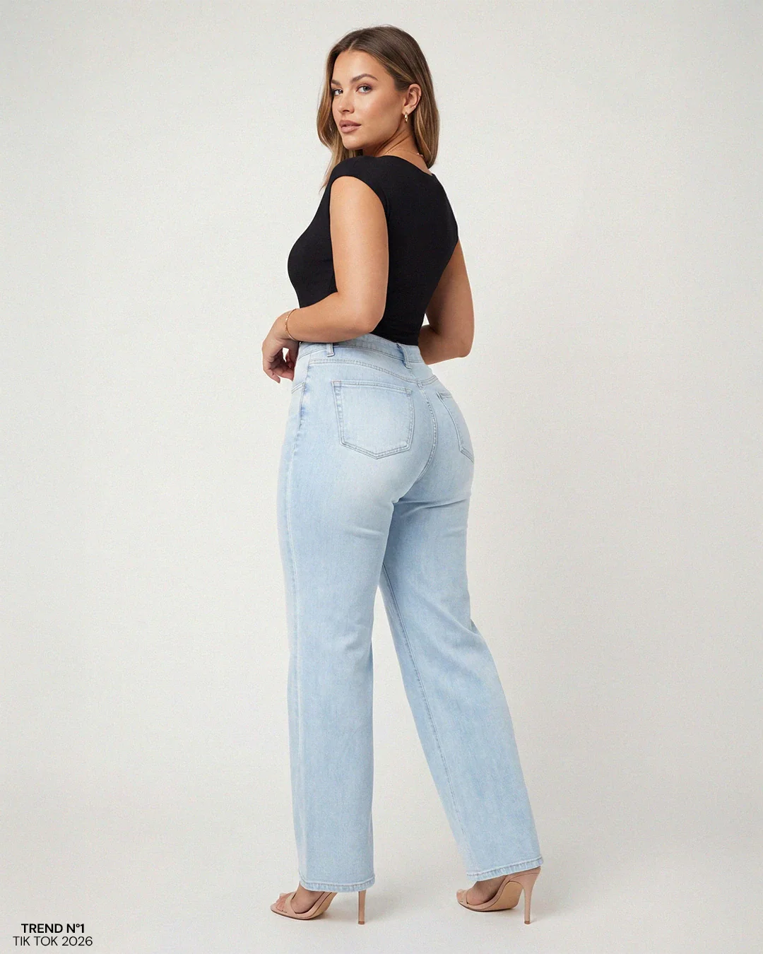 SilkyShape™ BBL Wide Leg Jeans Mid Waist