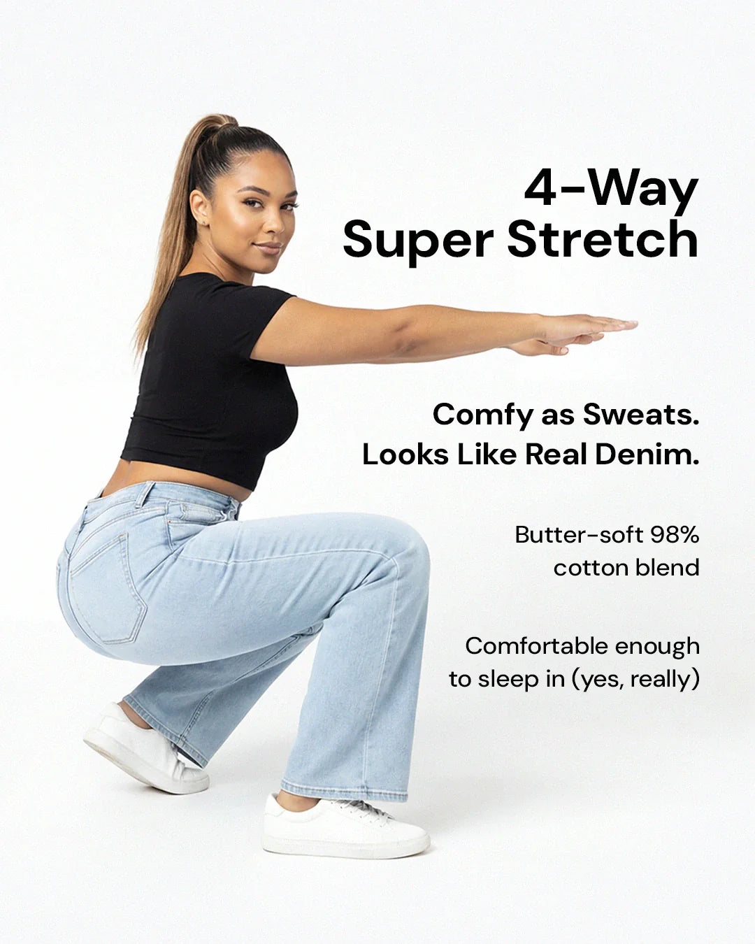 SilkyShape™ BBL Wide Leg Jeans Mid Waist